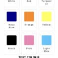 Nameplate background colour options for Centre O-Ring Collar gundog collar: white, red, turquoise, navy blue, orange, yellow, black, pink, and light blue swatches displayed in a grid.