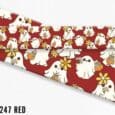 Design C247 Red Halloween print dog collar featuring white ghost characters with yellow flowers and pumpkins on burgundy BioThane.